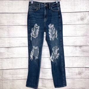 Hollister Super Distressed Ultra High Rise Mom Jean 26